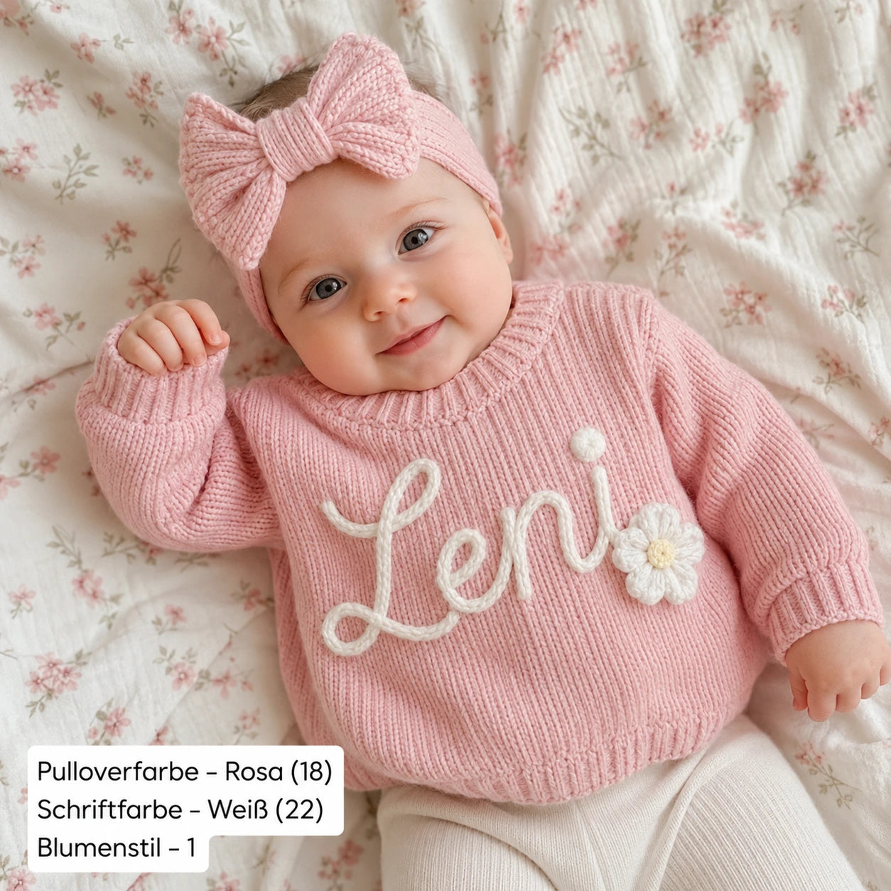 HANDGESTRICKTER, PERSONALISIERTER PULLOVER