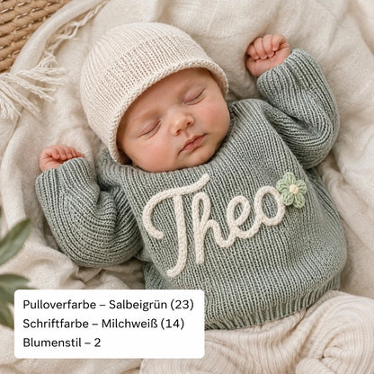 HANDGESTRICKTER, PERSONALISIERTER PULLOVER