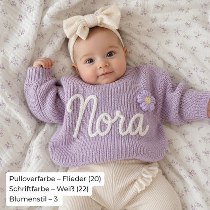 HANDGESTRICKTER, PERSONALISIERTER PULLOVER
