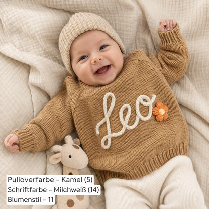 HANDGESTRICKTER, PERSONALISIERTER PULLOVER